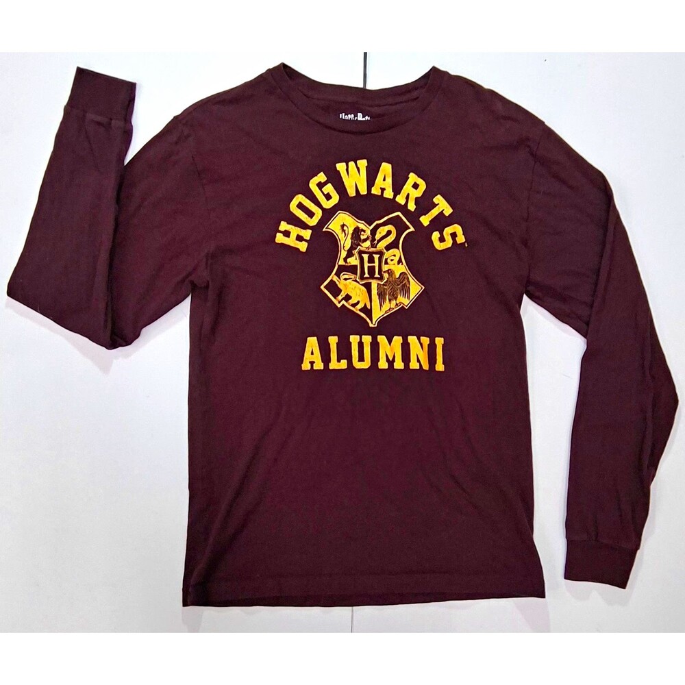 Harry Potter Hogwarts Alumni Long Sleeve T-Shirt Maroon Burgundy Size M